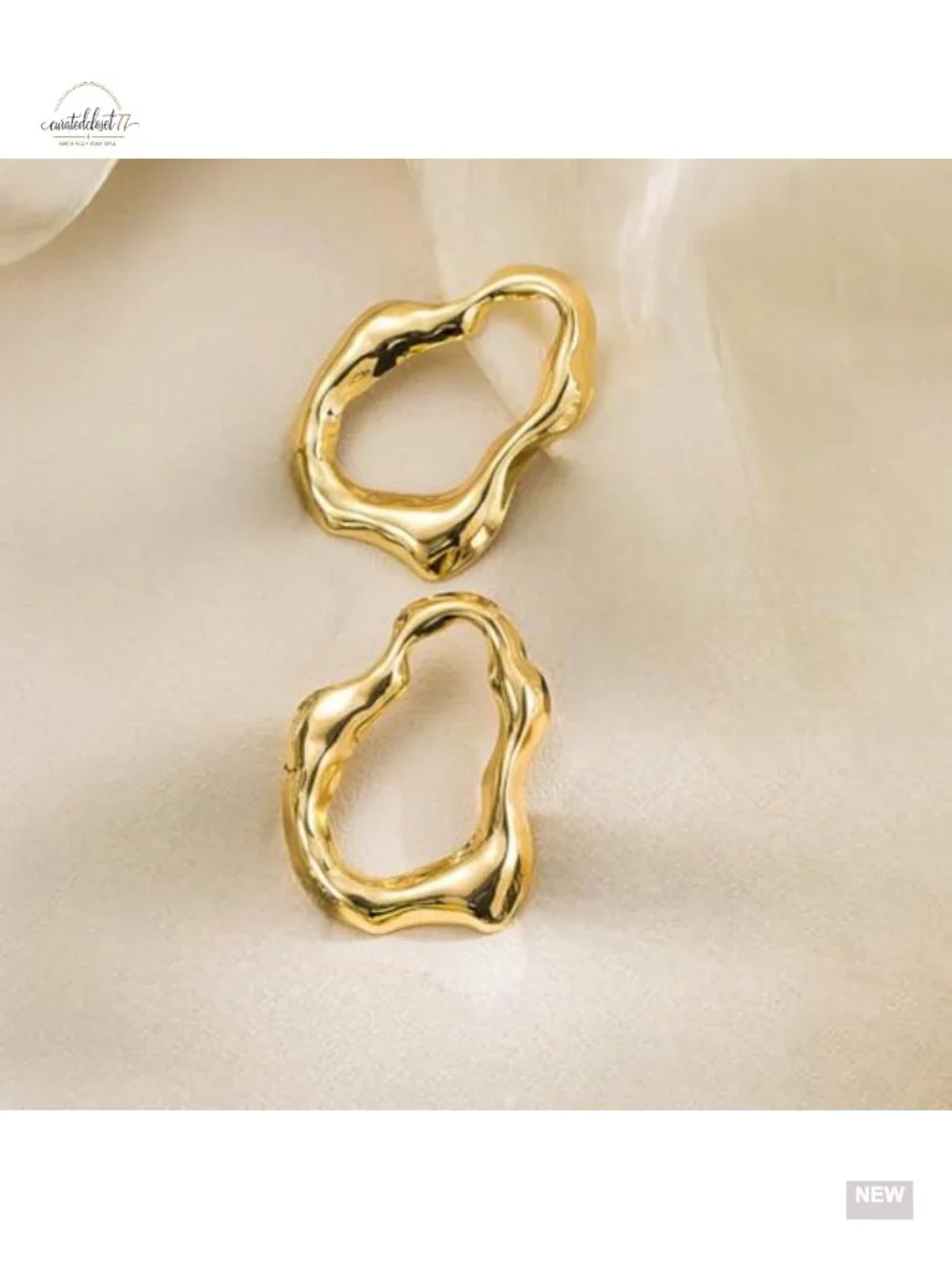 Chunky Irregular Circle Stud Earrings Lightweight Hollowed Design Party Jewelry